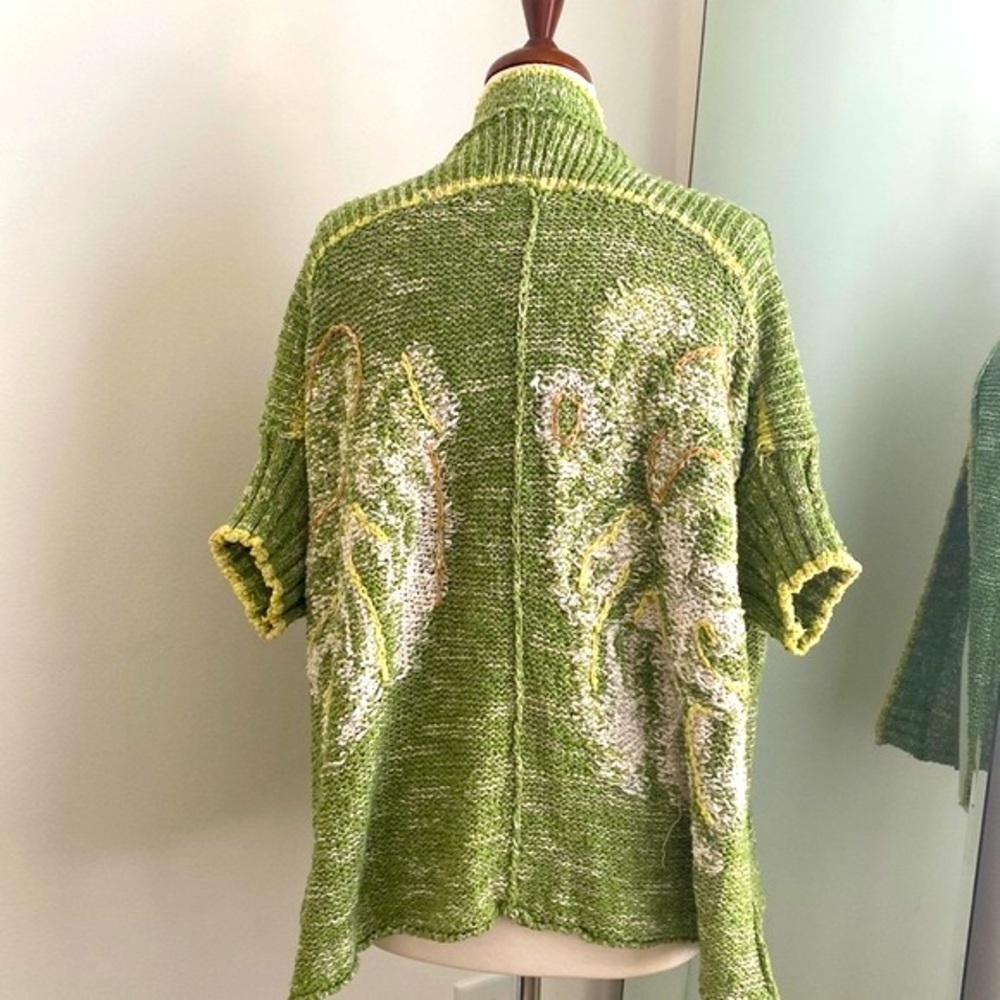 Anthropologie | Daily Practice Green Knit Palm Cardigan Size XSmall/Small - Picture 6 of 13